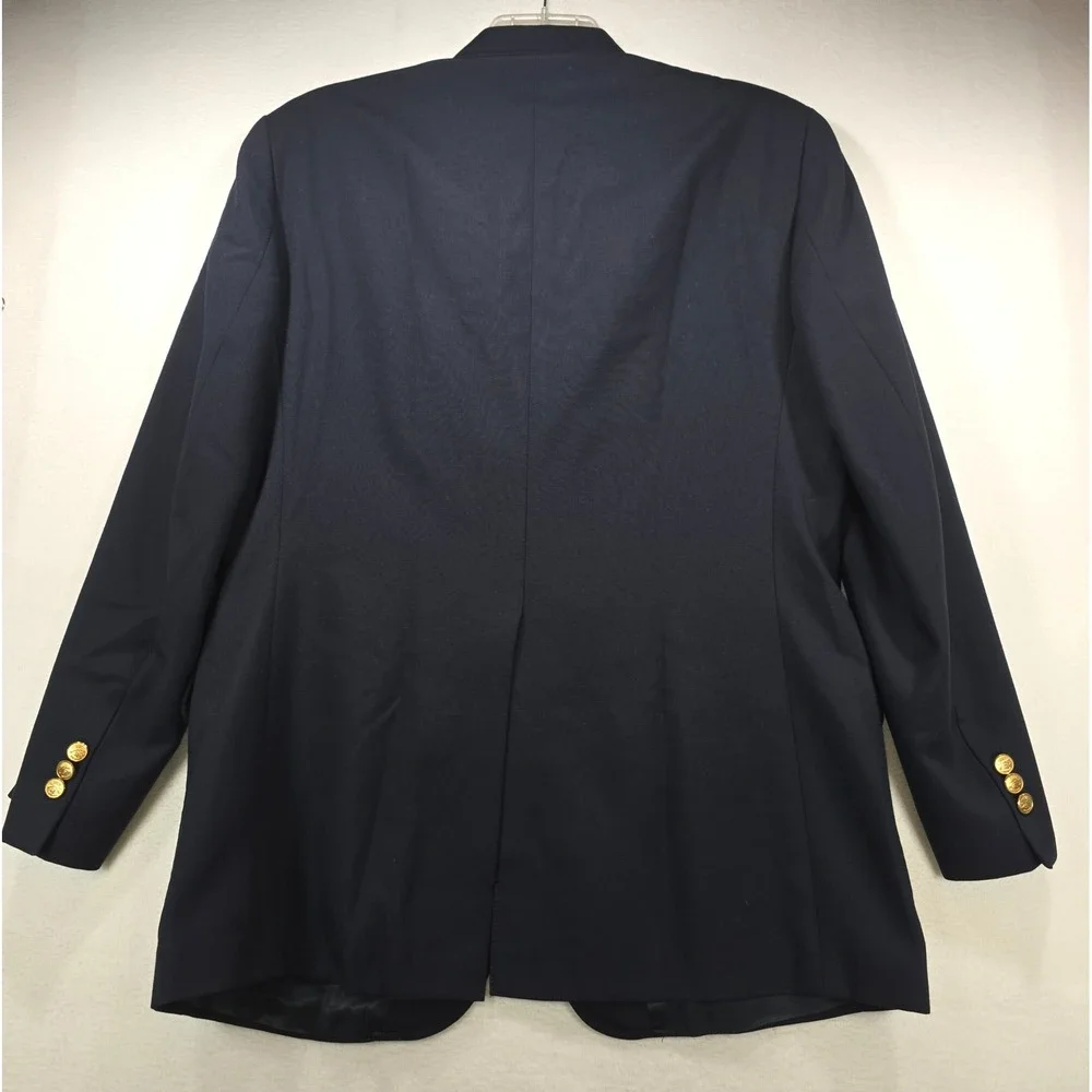 Orvis Mens Navy Blue Blazer Gold Buttons 3 Button 42L Tailored USA Made